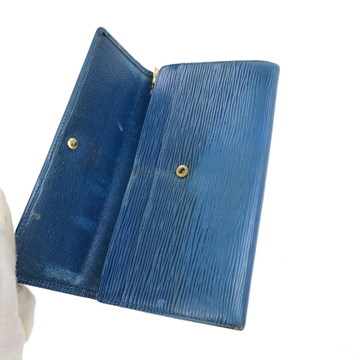 LOUIS VUITTON 3 Set Wallet Monogram Damier Ebene Epi Leather Brown Blue 04EE020