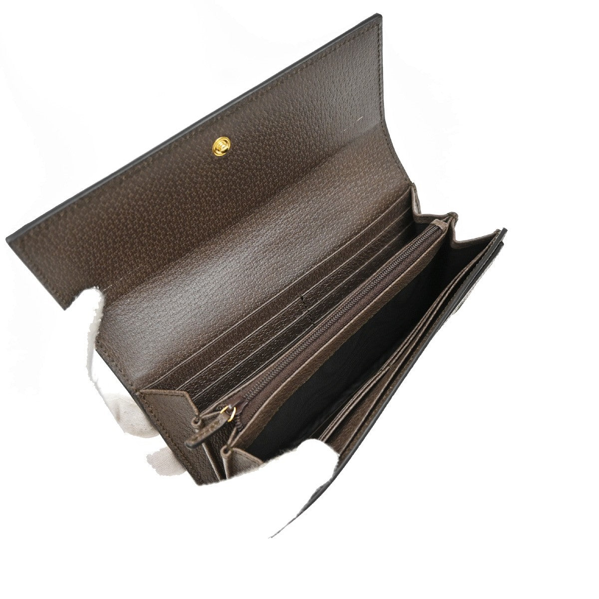 GUCCI Logo GG Pattern Sherry Bifold Long Wallet Supreme Leather Brown 76RF647