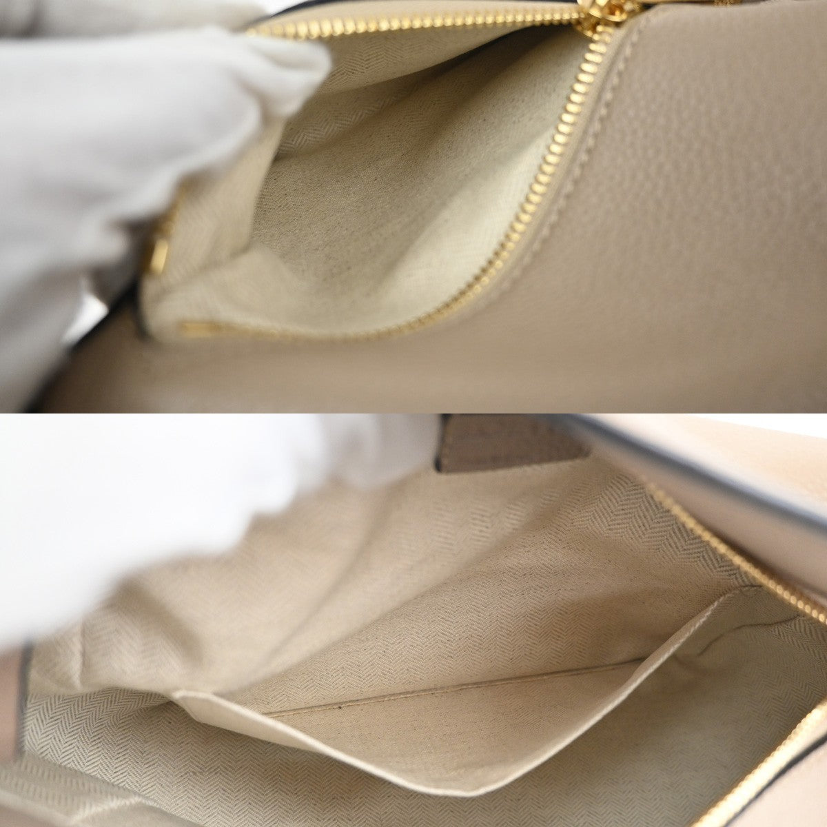 LOEWE Logo Puzzle Small 2way Shoulder Hand Bag Leather Beige Spain GHW 629RL948