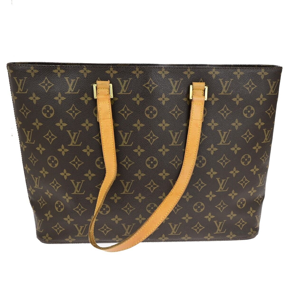 LOUIS VUITTON Logo Luco Shoulder Tote Bag Monogram Leather Brown M51155 84ED409