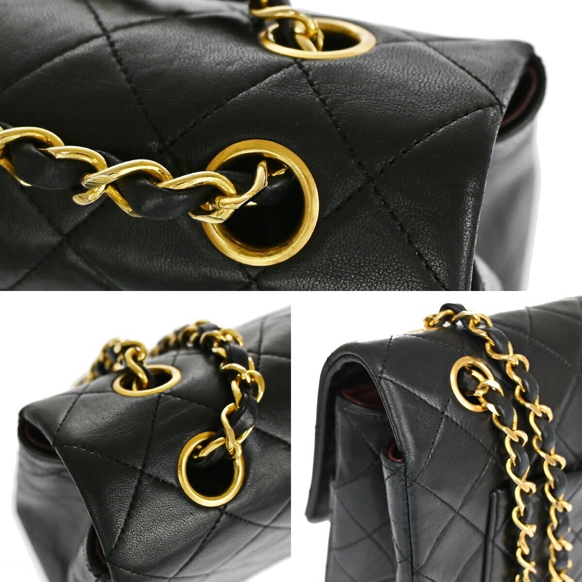 CHANEL CC Logo Matelasse Chain Shoulder Bag Leather Black GHW Vintage 880RJ132