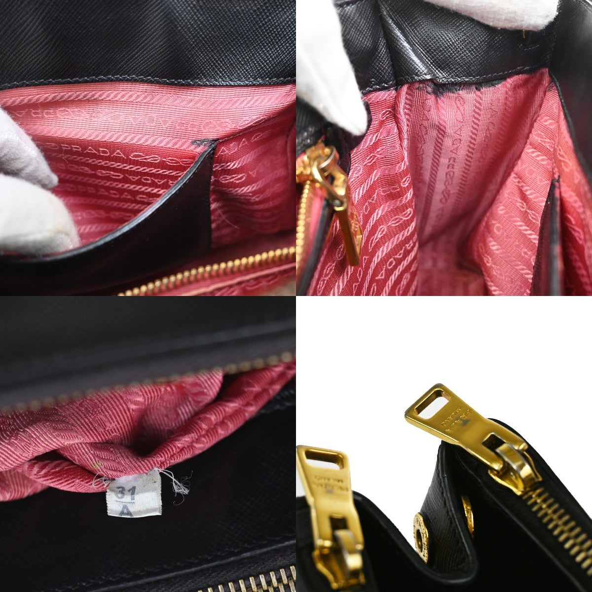 PRADA Logo Galleria Shoulder  Hand Bag Saffiano Leather Black GHW Italy 72YJ039