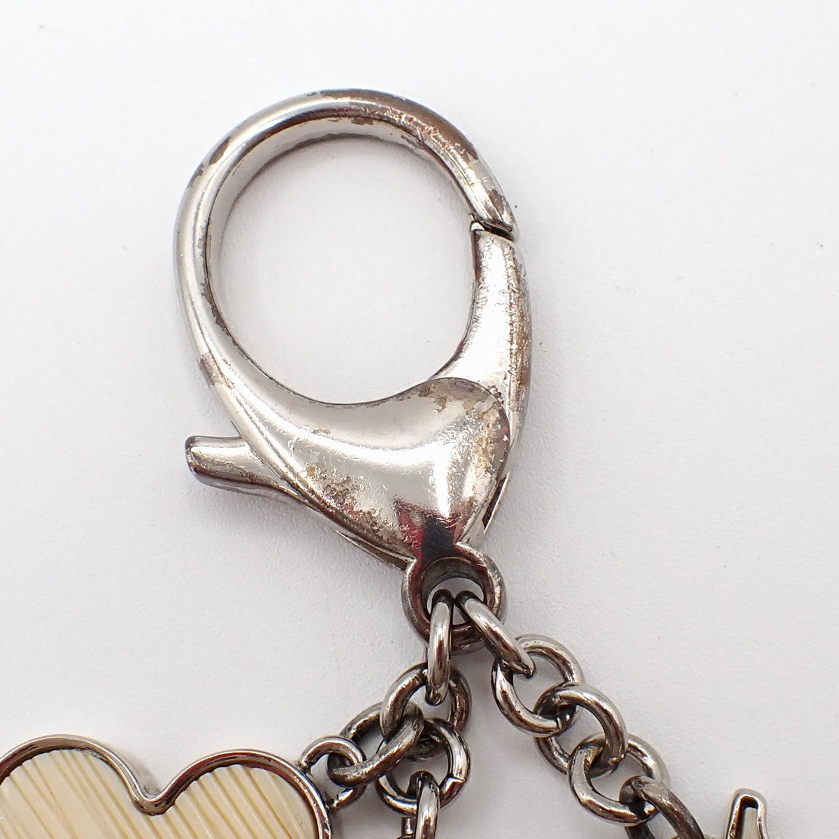 LOUIS VUITTON Logo Bijoux Sac Bag Charm White Silver M65085 69AA127