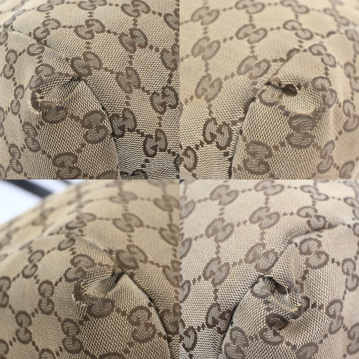 GUCCI GG Sherry Line Shoulder Hand Bag Canvas Leather Beige GHW Italy 64MA161