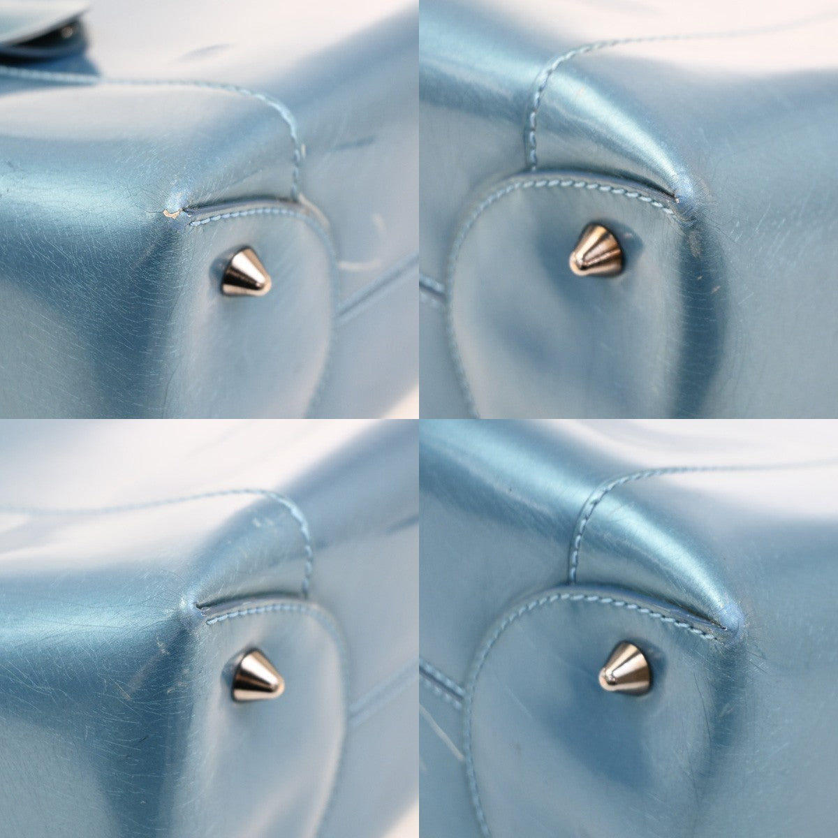 CHRISTIAN DIOR  Maris Pearl Hand Bag Patent Leather Blue SHW Italy 83TA405