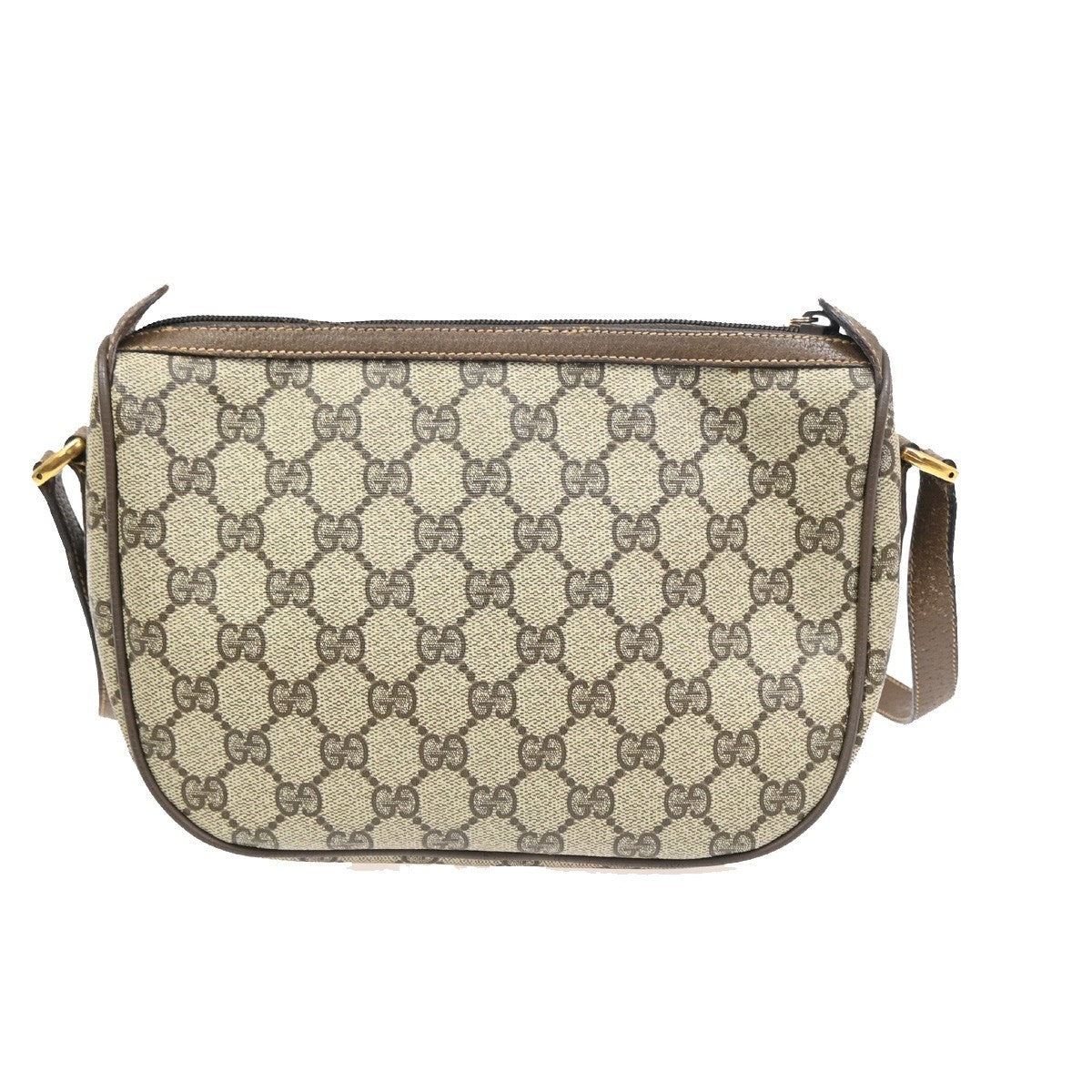 GUCCI Old Gucci Sherry Line Shoulder Bag PVC Leather Beige Italy 38MA031
