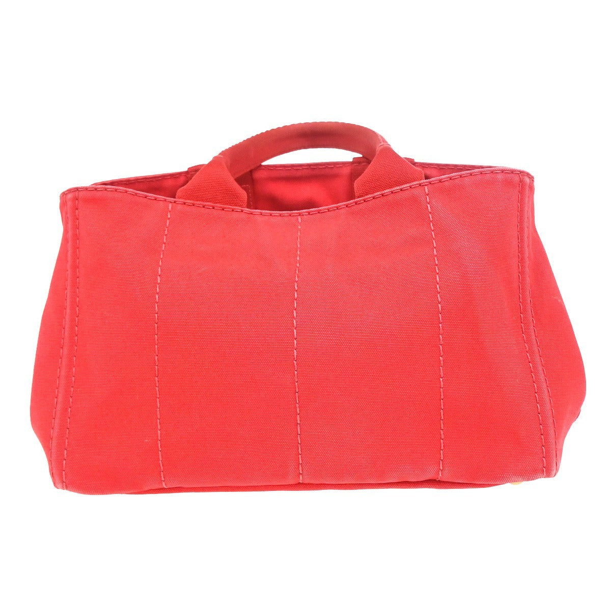 PRADA Logo CANAPA Shoulder Hand Tote Bag Canvas Leather Red GHW Italy 34AA200