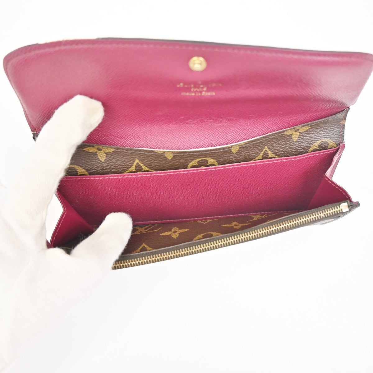 LOUIS VUITTON Emilie Long Wallet Monogram Leather Brown GHW Spain M60697 01KC903
