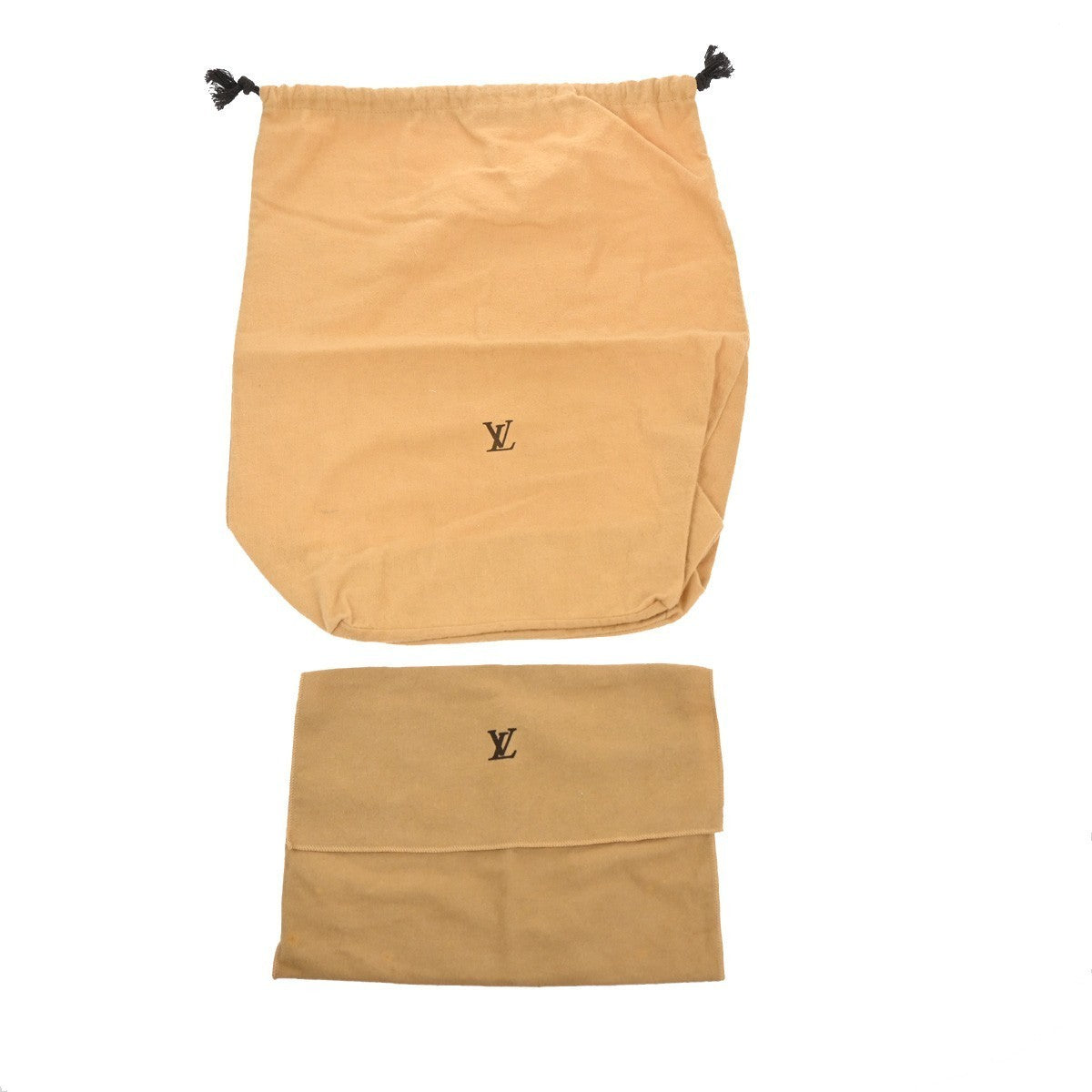 LOUIS VUITTON Logo 10 Set Dust Bag Drawstring Canvas Cotton Beige Brown 09TA385