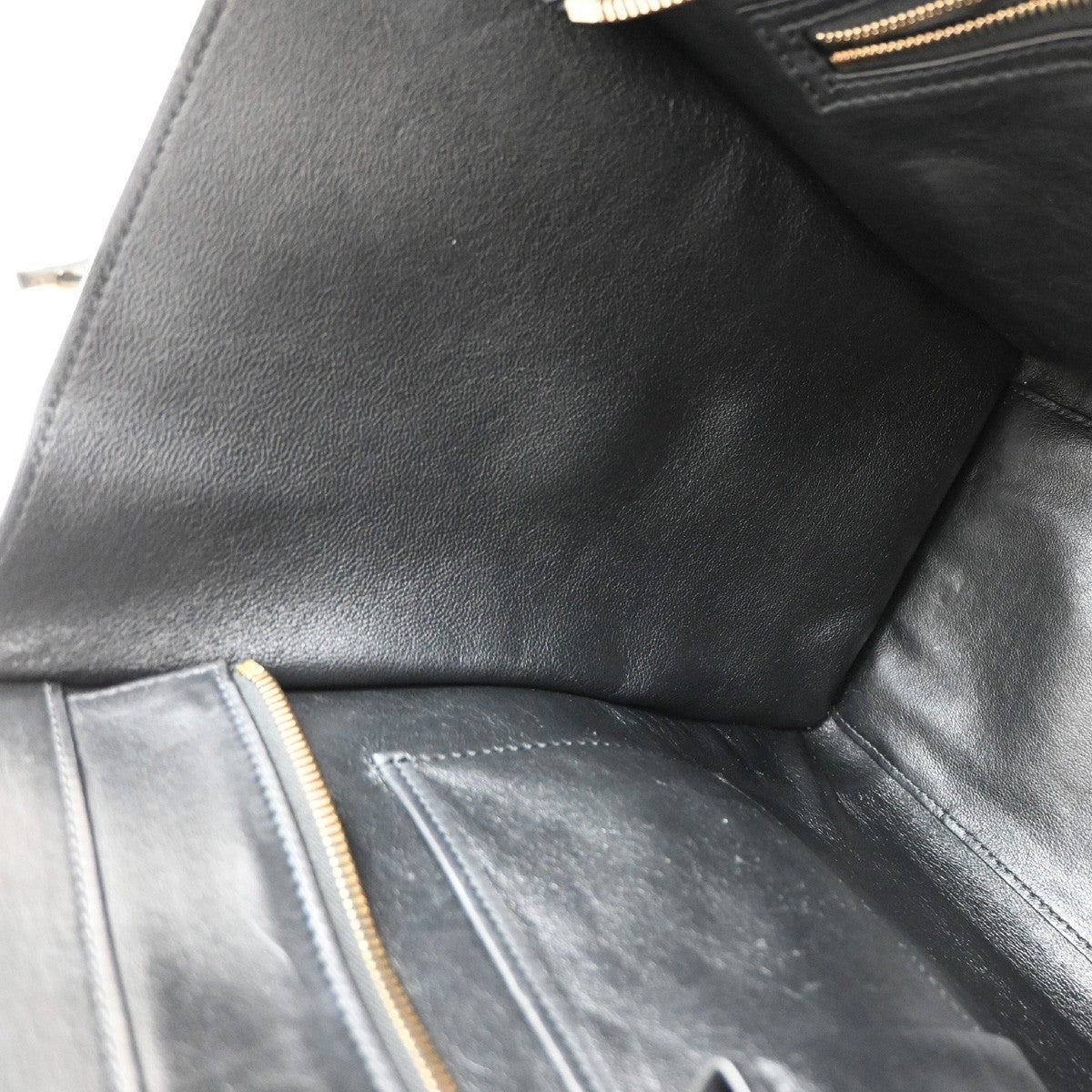 CELINE Logo Luggage Phantom Large Hand Tote Bag Leather Black Italy 667RF549