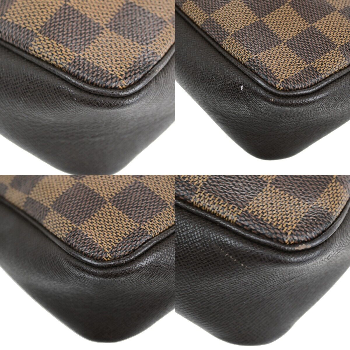 LOUIS VUITTON  Trousse Makeup Hand Bag Damier Ebene Leather Brown N51982 78SJ160