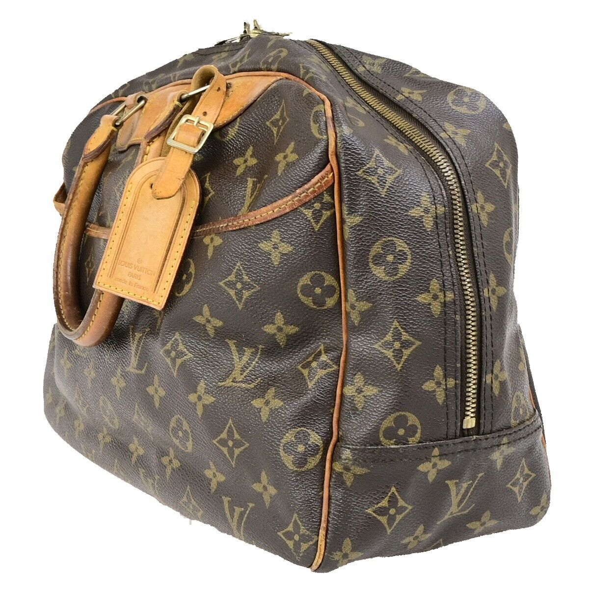 LOUIS VUITTON LV Logo Deauville Hand Bag Monogram Leather Brown M47270 67ED043