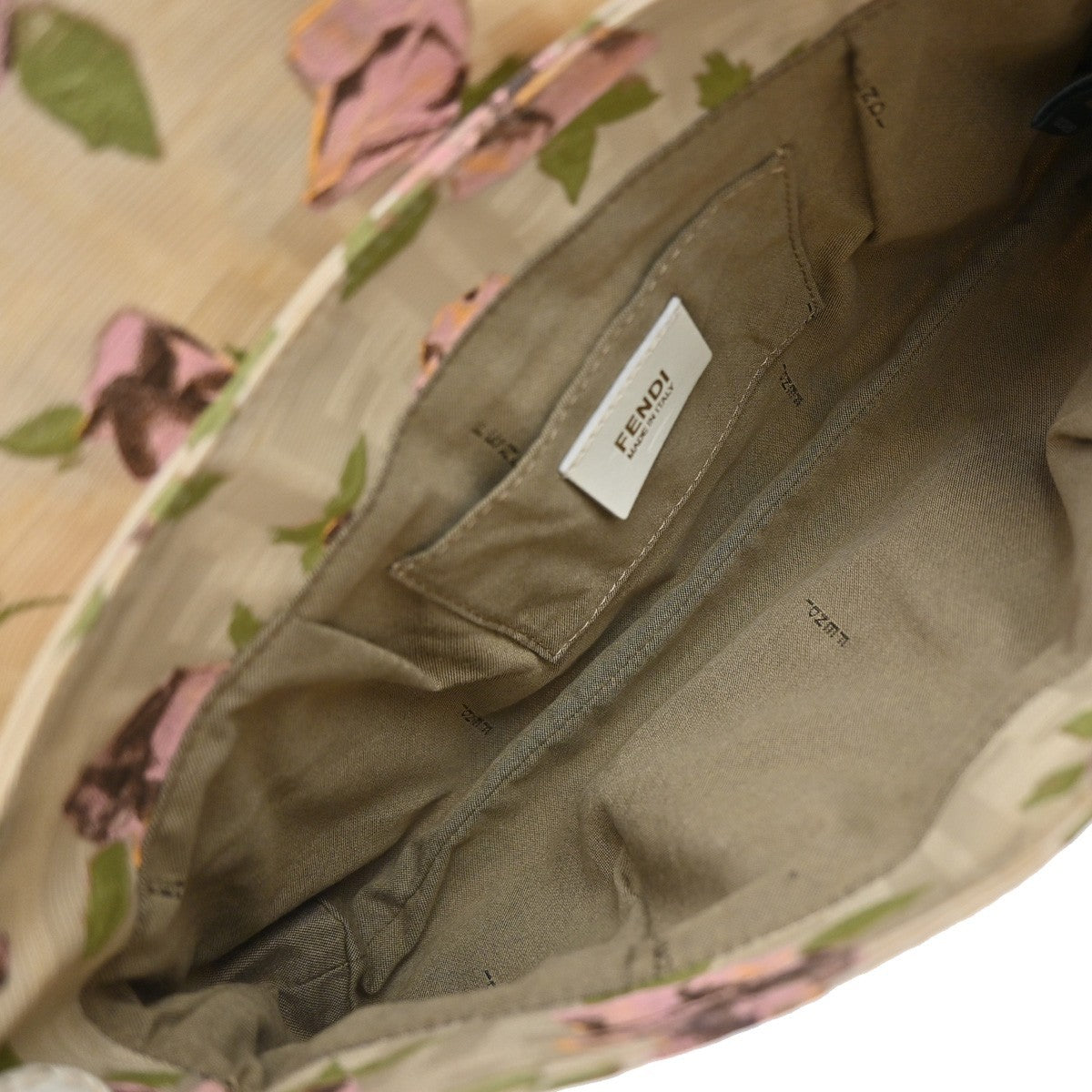 FENDI Logo Zucca Pattern Flower Hand Bag Canvas Leather Beige Pink Italy 88KB429
