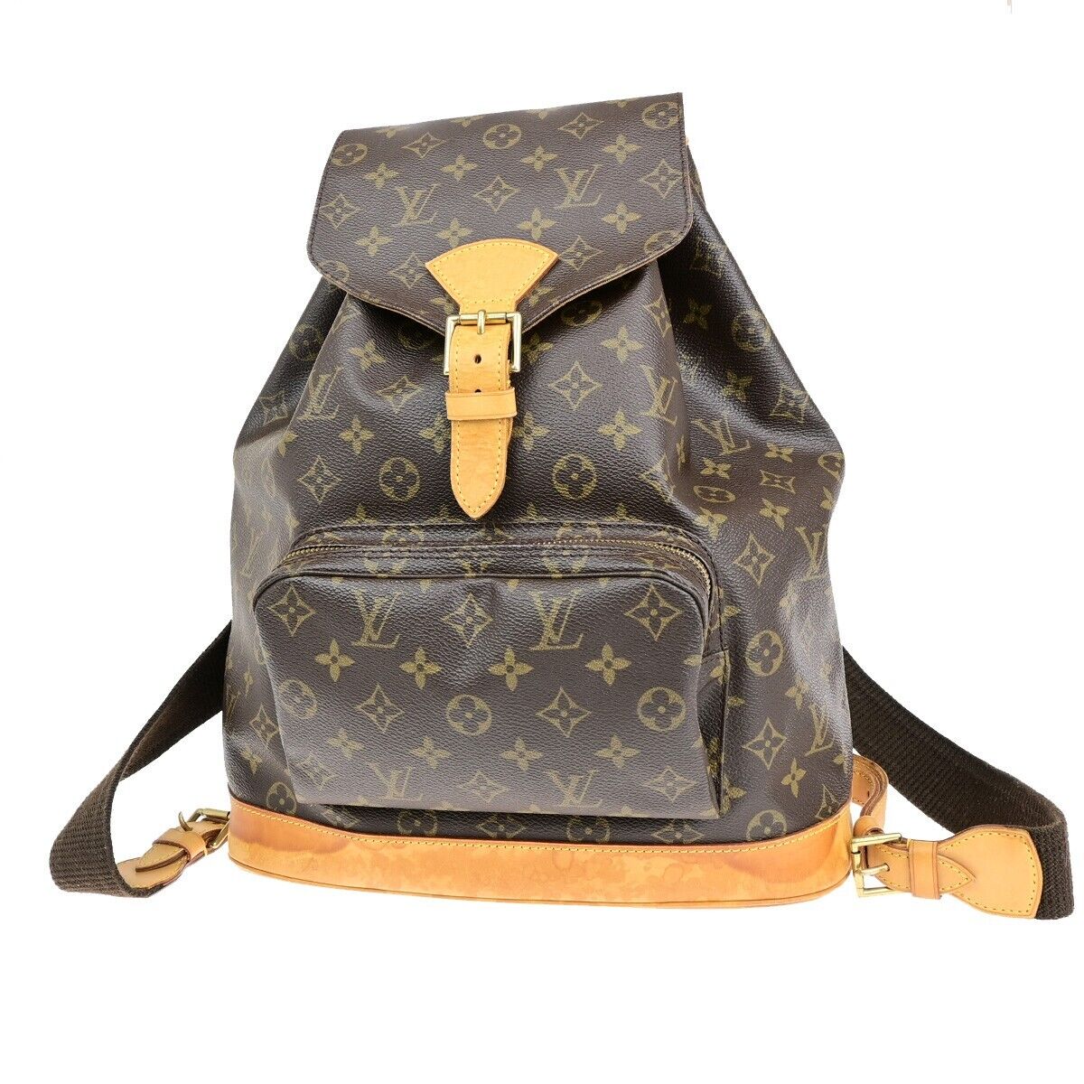LOUIS VUITTON Montsouris GM Backpack Bag Monogram Leather Brown M51135 75EB722