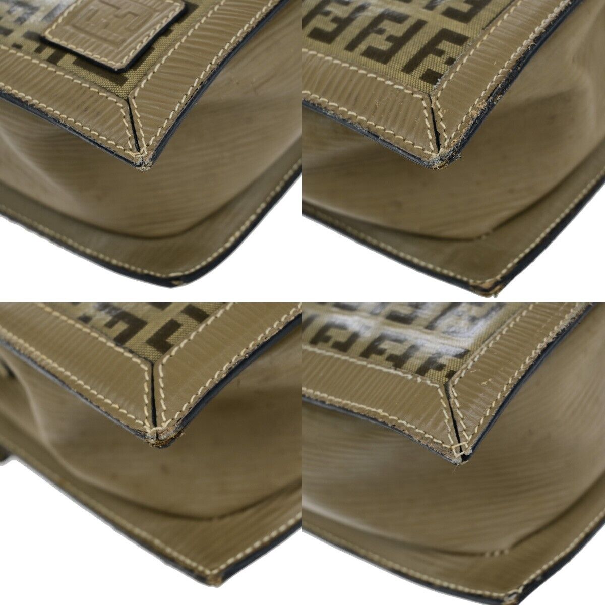 FENDI Logo Zucca Pattern Shoulder Bag Coating Canvas Leather Brown 62KA415