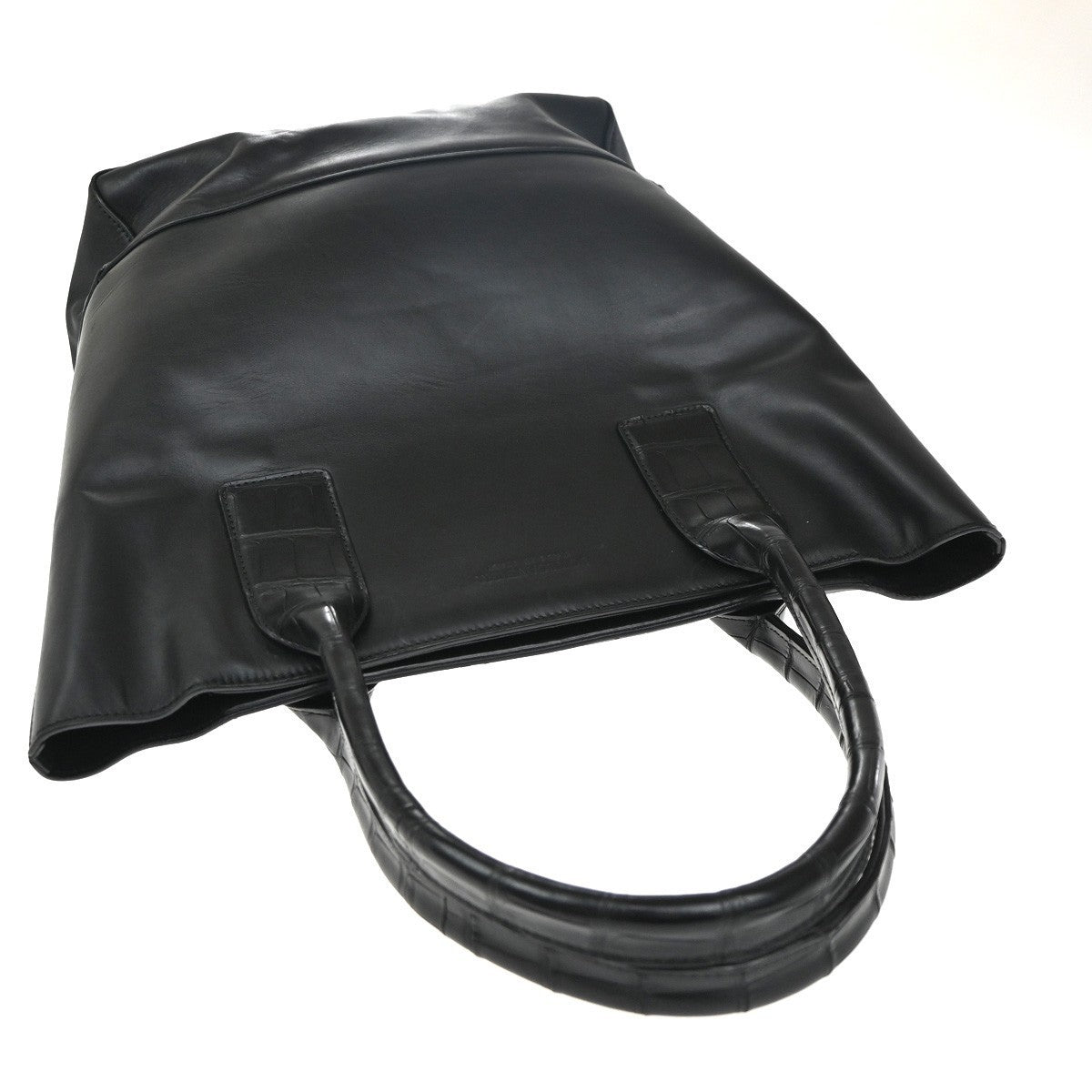 BOTTEGA VENETA Logo Shoulder Tote Bag Embossing Leather Black Italy 75KP333