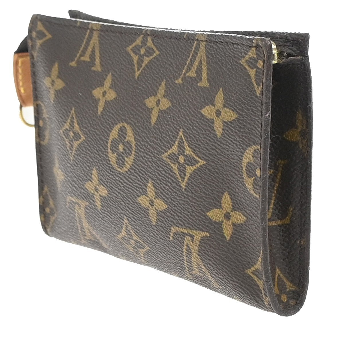 LOUIS VUITTON Logo BUCKET PM Pouch Bag Monogram Leather Brown France 60KP599