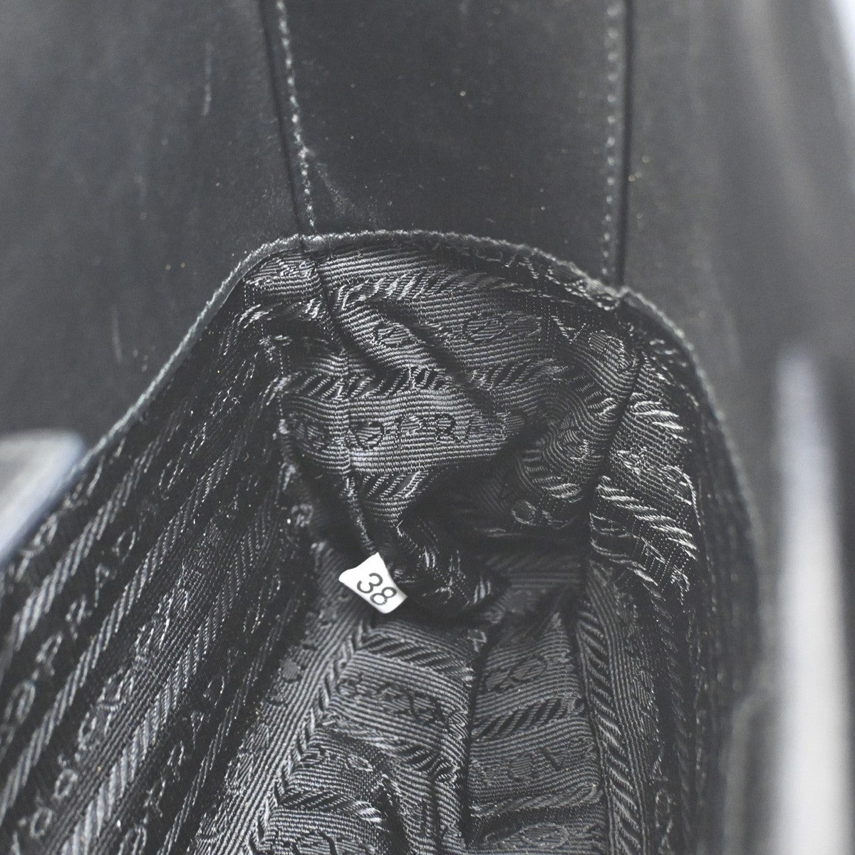 PRADA Logo Asymmetry Mini Hobo Shoulder Bag Leather Black Italy 11YJ086