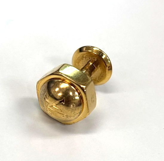 LOUIS VUITTON Cufflinks Bouton Set Case Damier Ebene Gold Italy M61030 61KC477