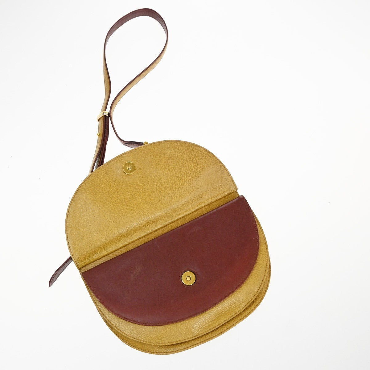 MUST DE CARTIER 2C Logo Trinity Bicolor Shoulder Bag Leather Yellow Red 38YJ118