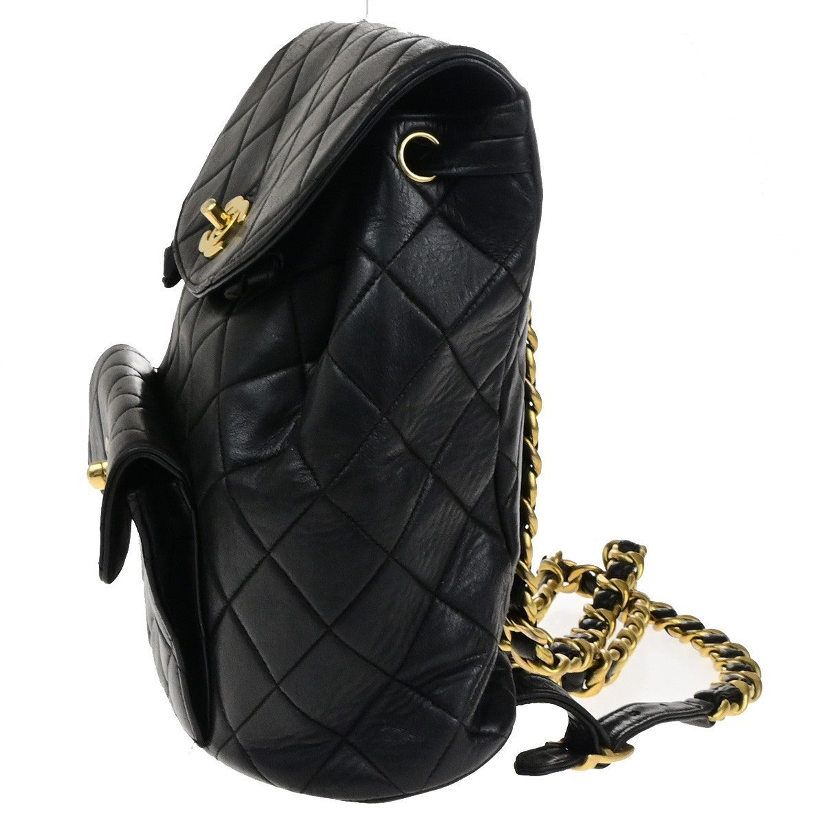 CHANEL CC Logo Matelasse Chain Backpack Bag Leather Black GHW France 317RK756