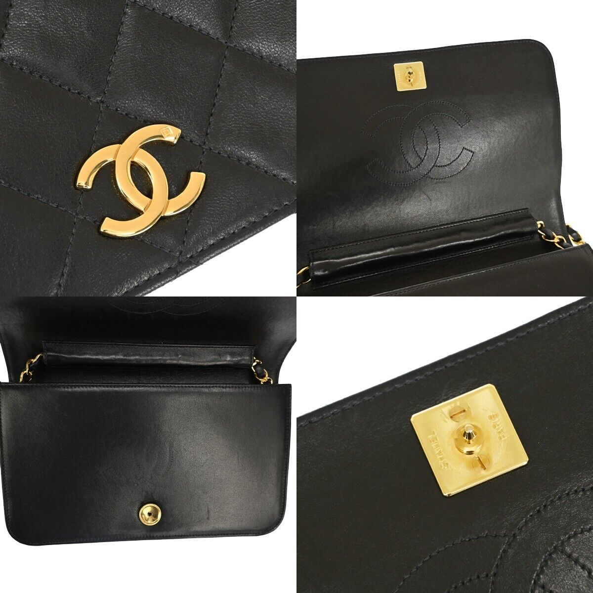 CHANEL CC Matelasse 23 Full Flap Chain Shoulder Bag Leather Black GHW 889RF068