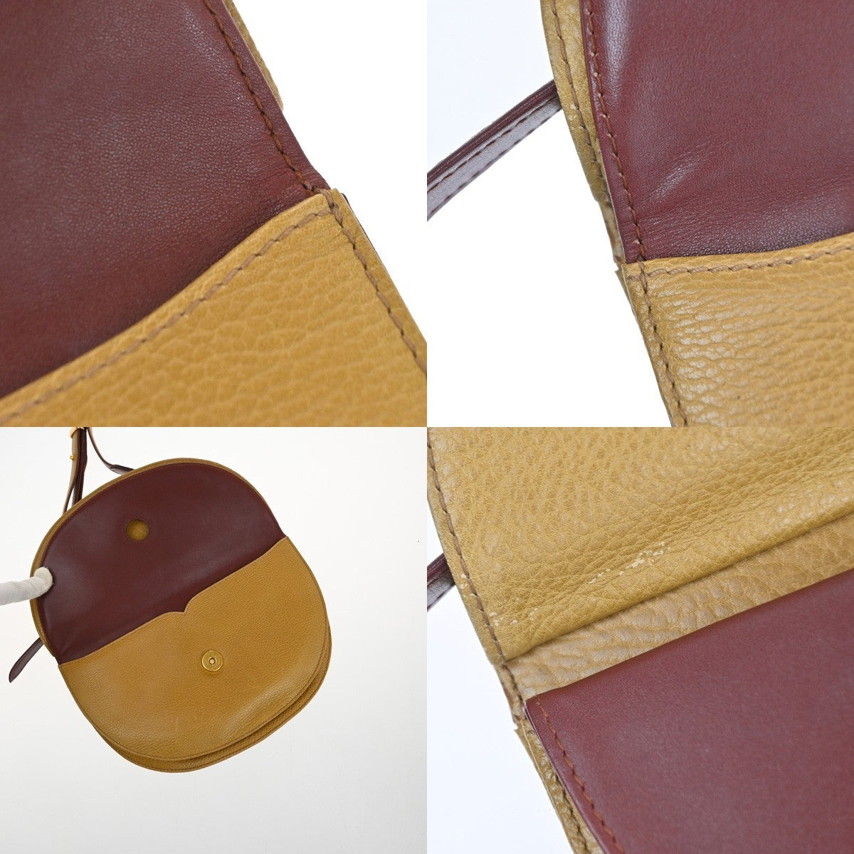 MUST DE CARTIER 2C Logo Trinity Bicolor Shoulder Bag Leather Yellow Red 38YJ118