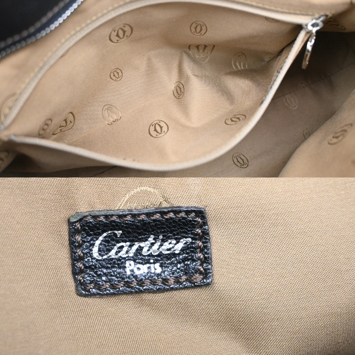 CARTIER Logo Marcello Shoulder Hand Bag Leather Black France 31EF831