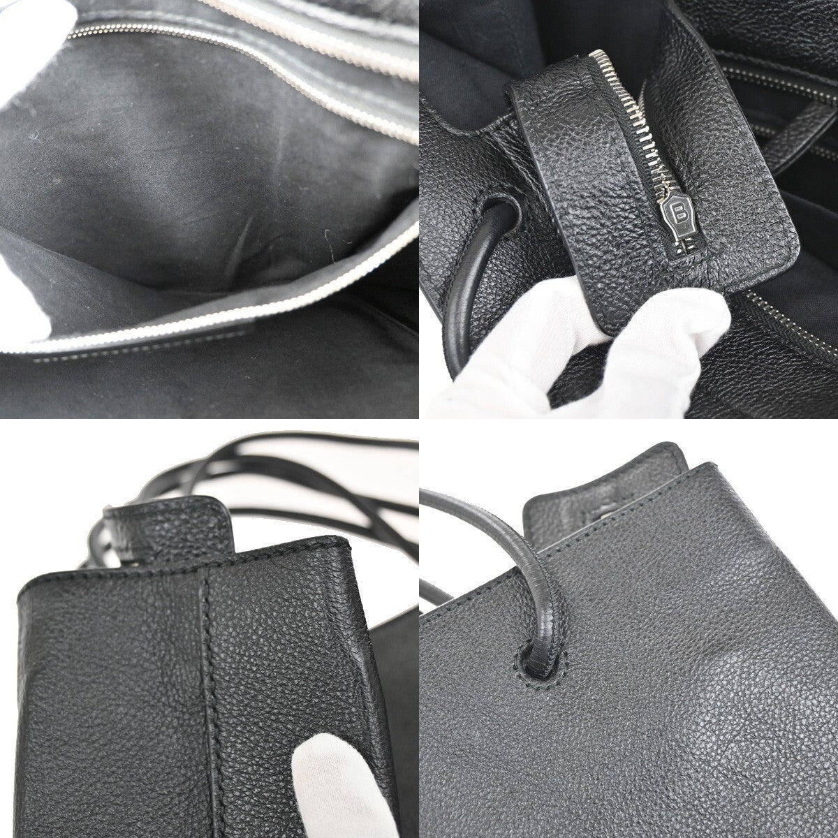 BALENCIAGA Logo Large North South Shopping Shoulder Bag Leather Black 77FB720