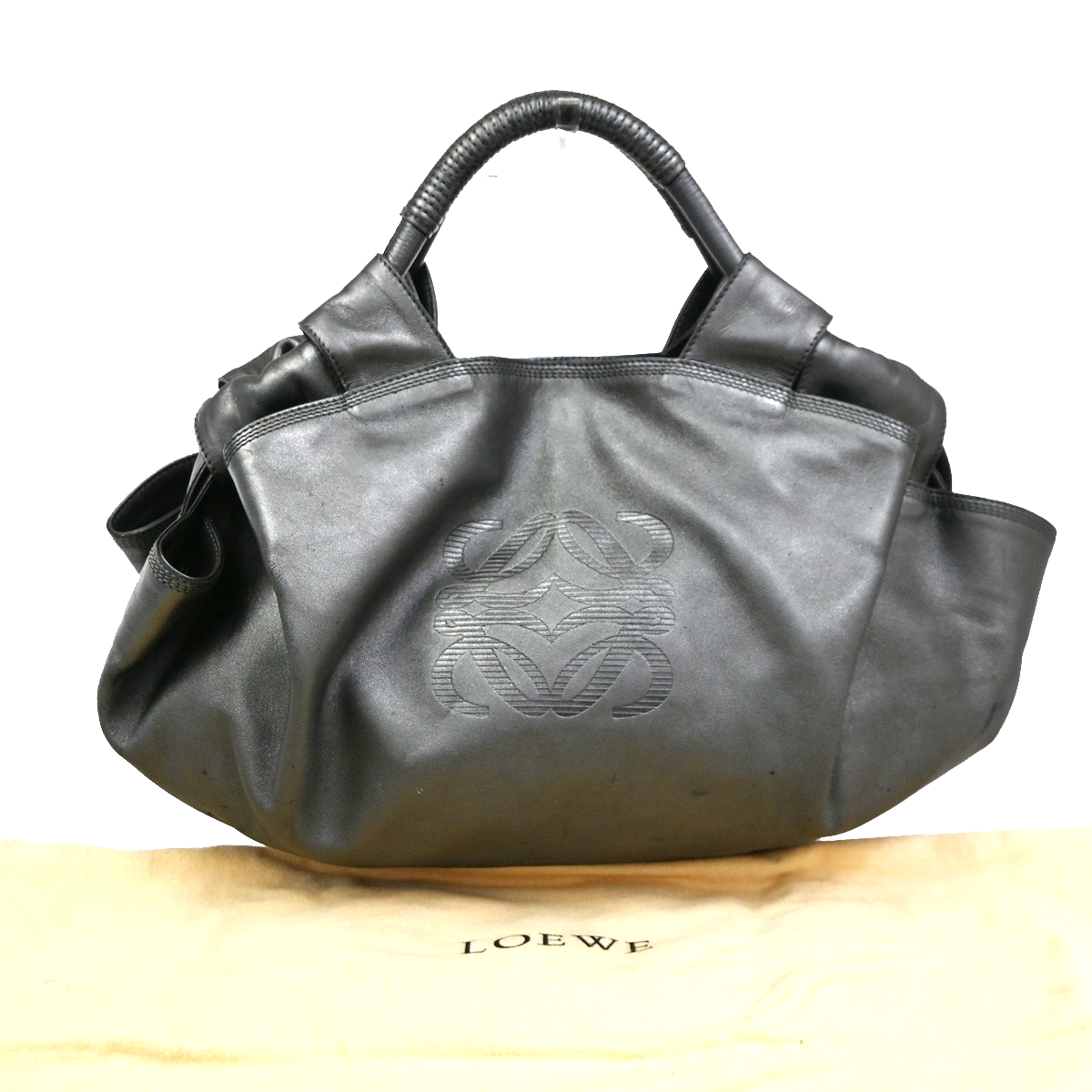 LOEWE ANAGRAM Logo Aire Handbag Nappa Leather Gray SHW Spain 85CA575