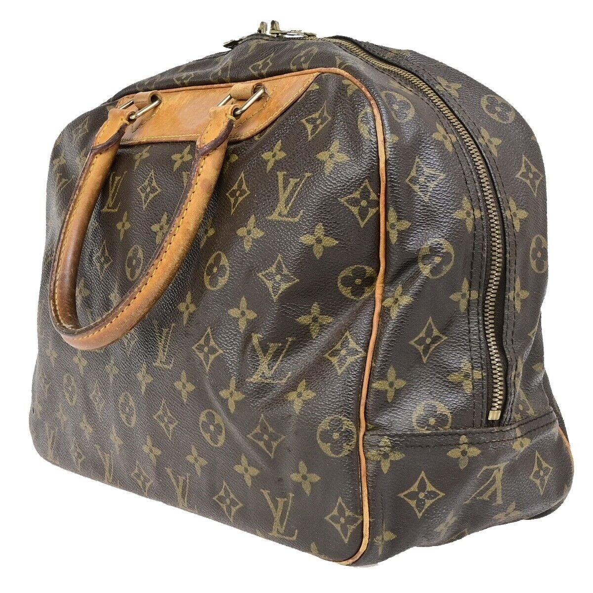 LOUIS VUITTON LV Logo Deauville Hand Bag Monogram Leather Brown M47270 67ED043