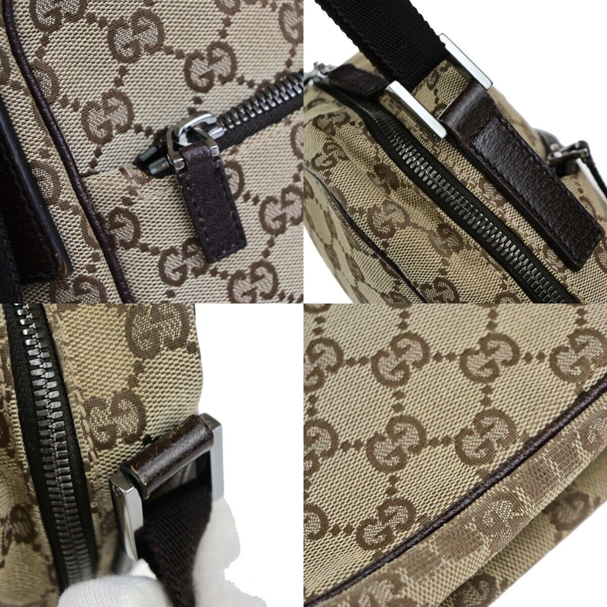 GUCCI Logo GG Pattern Crossbody Shoulder Bag Canvas Leather Brown SHW 69EC910