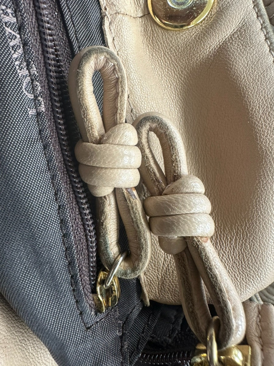 LOEWE Logo Anagram Hobo Shoulder Hand Bag Leather Beige Spain GHW 30CA772