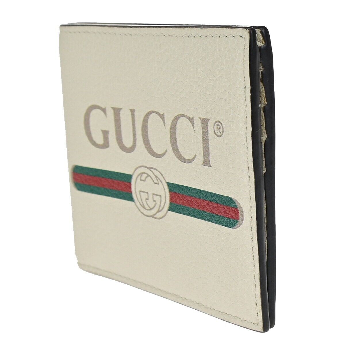 GUCCI Logo Bifold Wallet Purse Leather White Made in Italy 31KA235