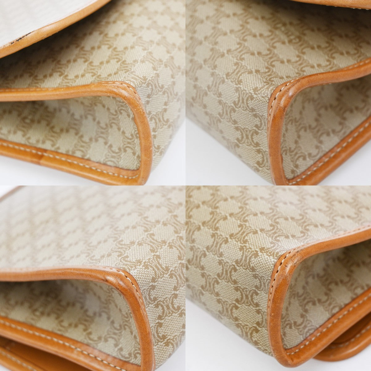 CELINE Macadam Pattern Crossbody 2Way Shoulder Clutch Bag PVC Leather BN 67KB426