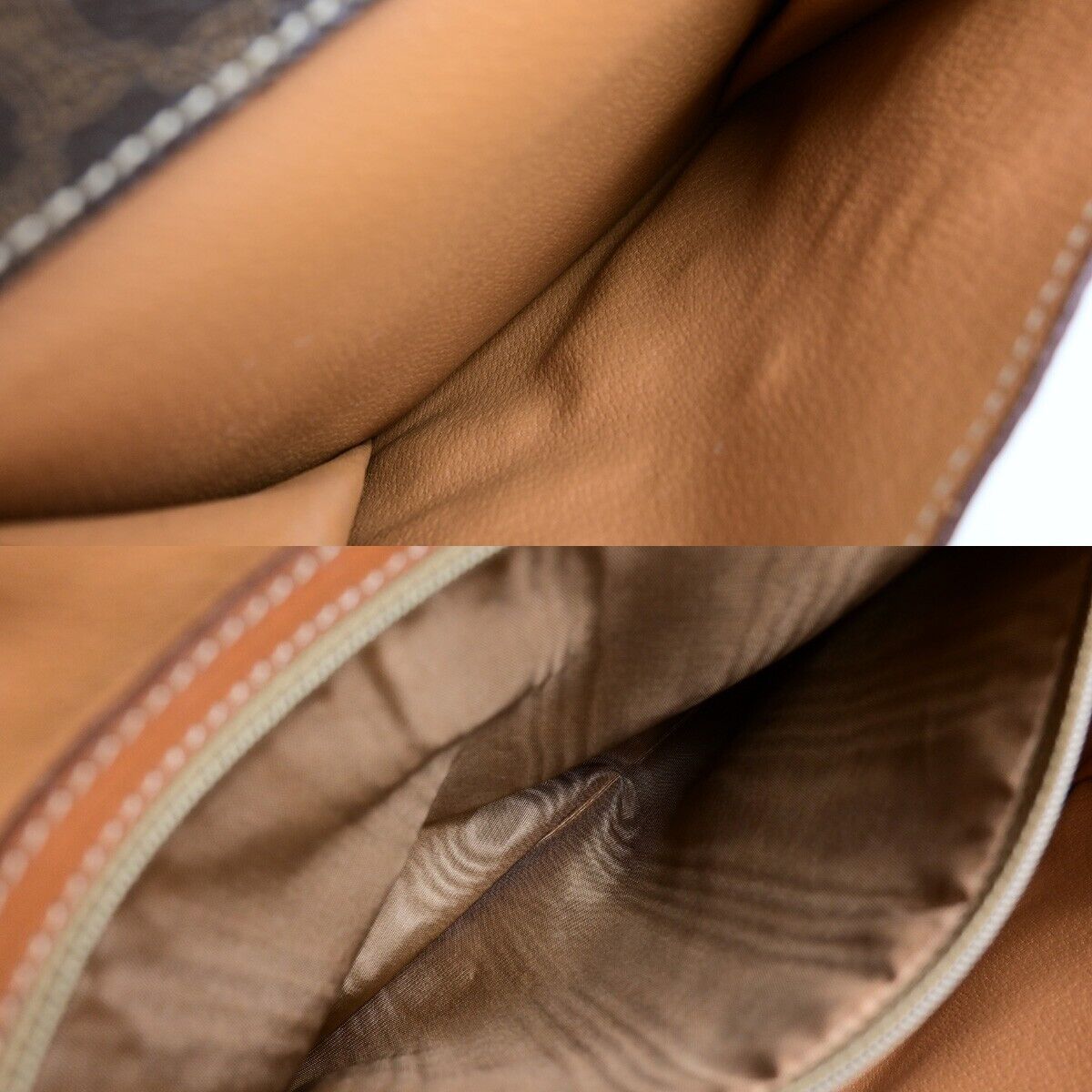 CELINE Logo Macadam Pattern Hand Bag PVC Leather Brown GHW Made in Italy 86ED033