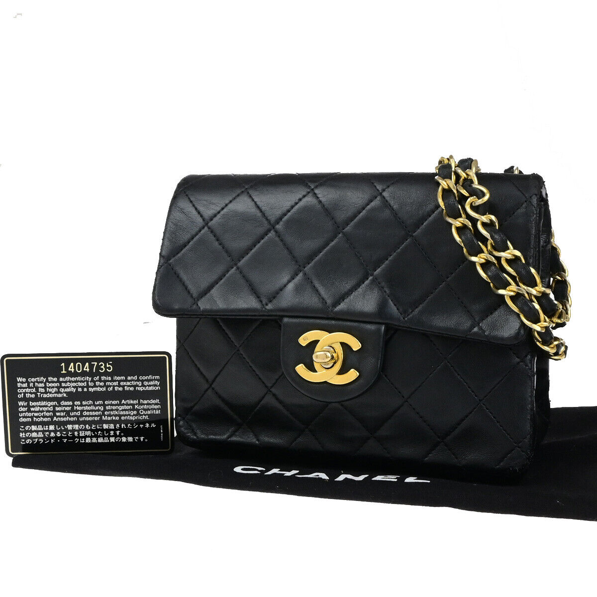 CHANEL CC Mini Matelasse Chain Shoulder Bag Leather Black GHW Vintage 691RK762