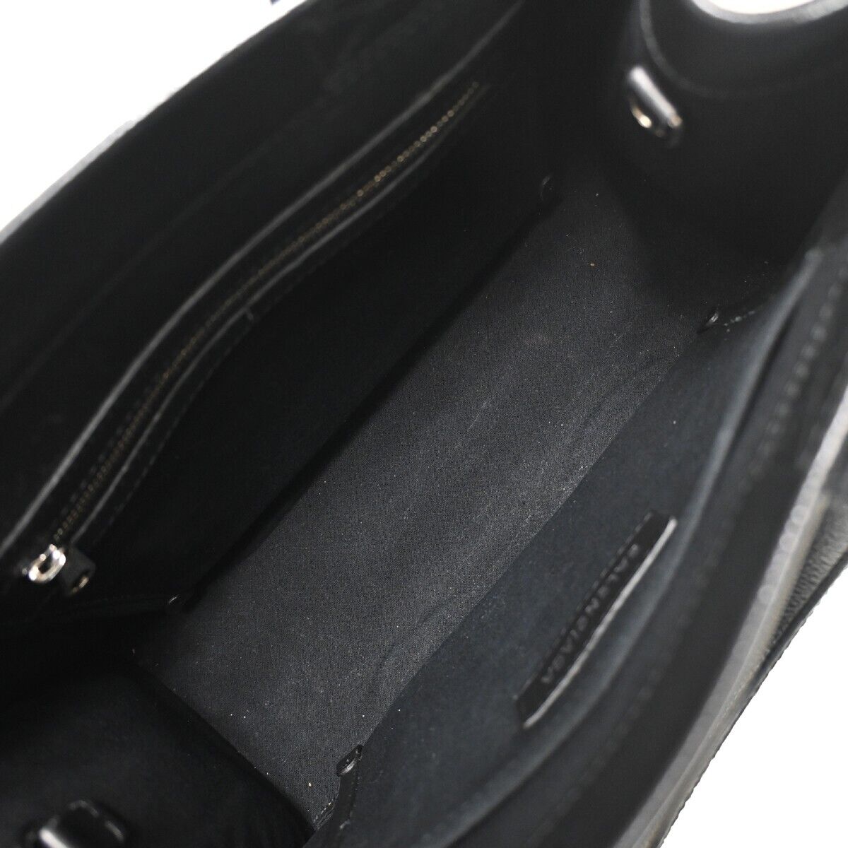 BALENCIAGA Logo Hardware Small Tote Bag Hand Bag Leather Black Italy 18GA901