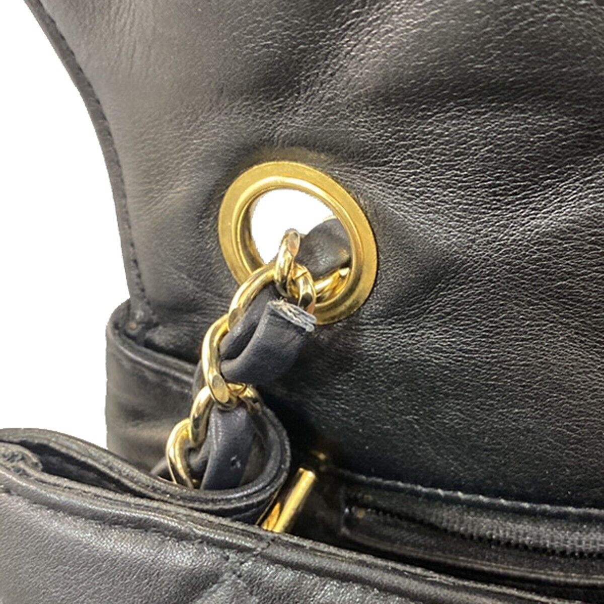 CHANEL CC Logo Matelasse Chain Shoulder Bag Leather Black GHW Italy 620LC413