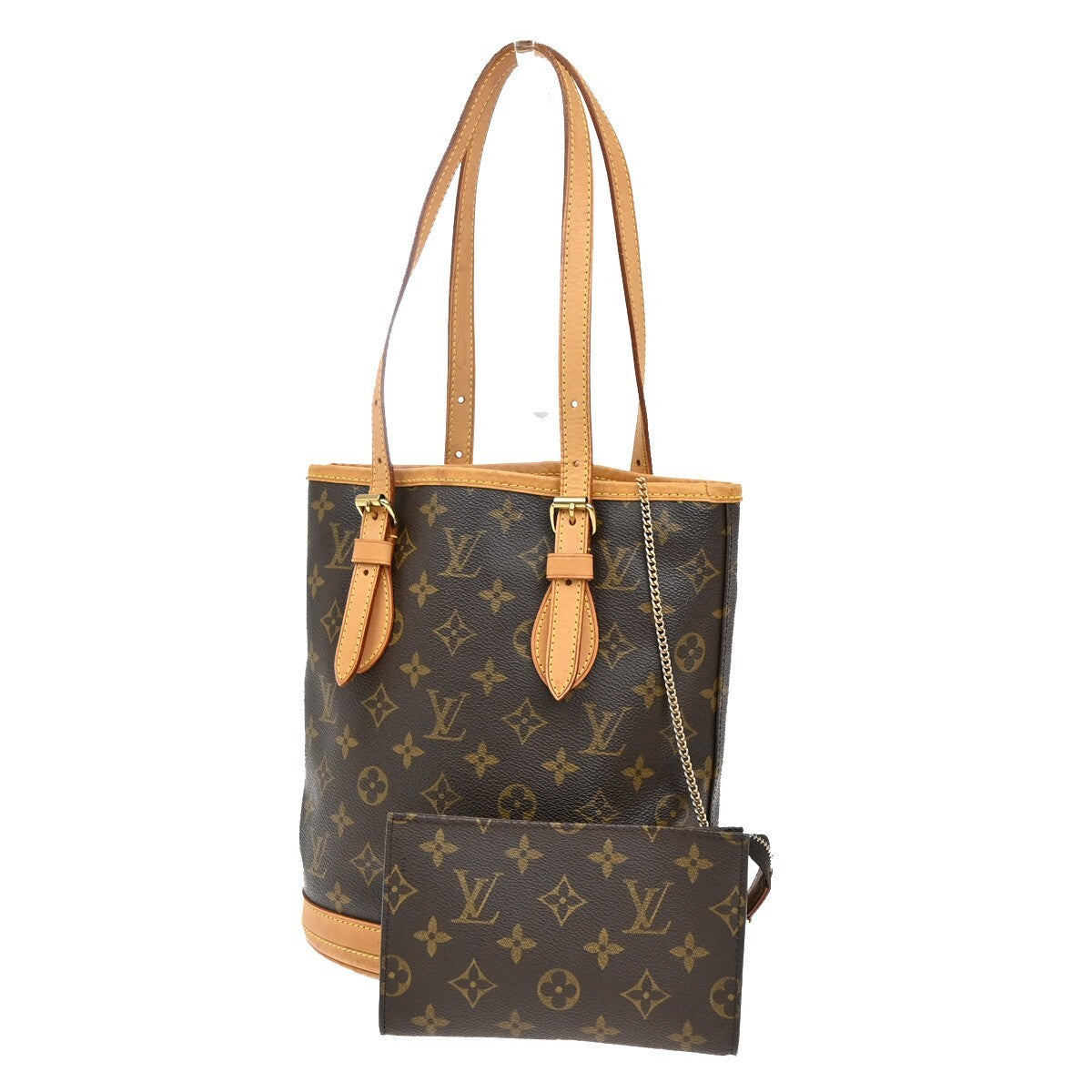 LOUIS VUITTON BUCKET PM Shoulder Tote Bag Monogram Leather Brown M42238 91EE306