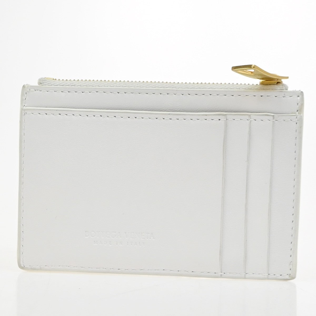 BOTTEGA VENETA Logo Cassette Card Coin Case Wallet Leather White GHW 65KD082