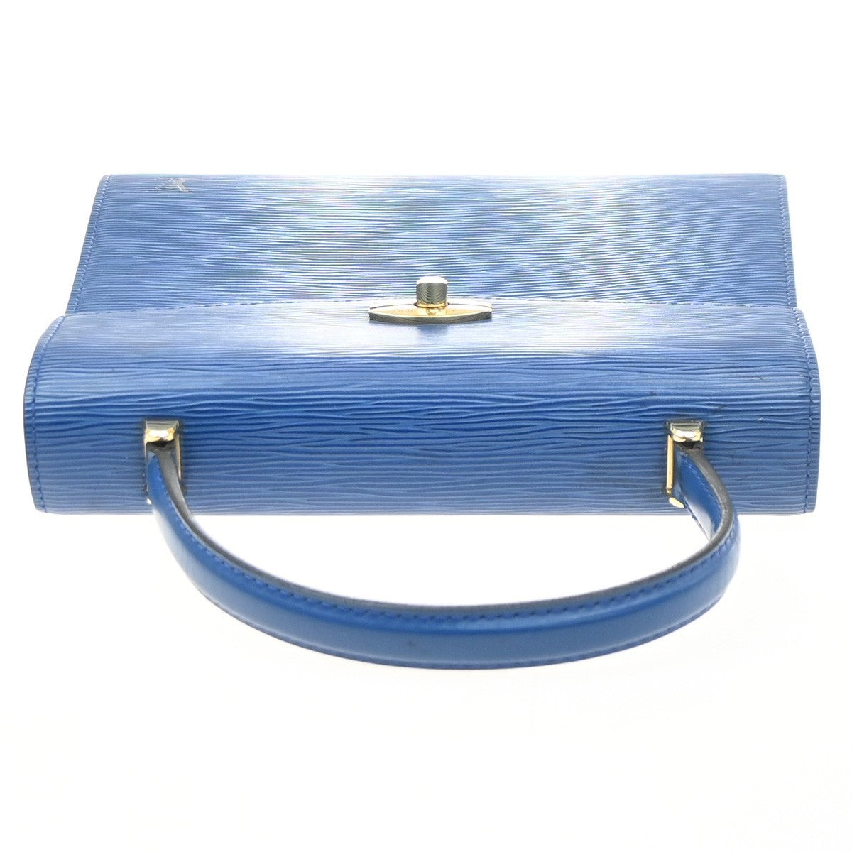 LOUIS VUITTON Logo Malesherbes Hand Bag Epi Leather Blue France M52375 34KD122
