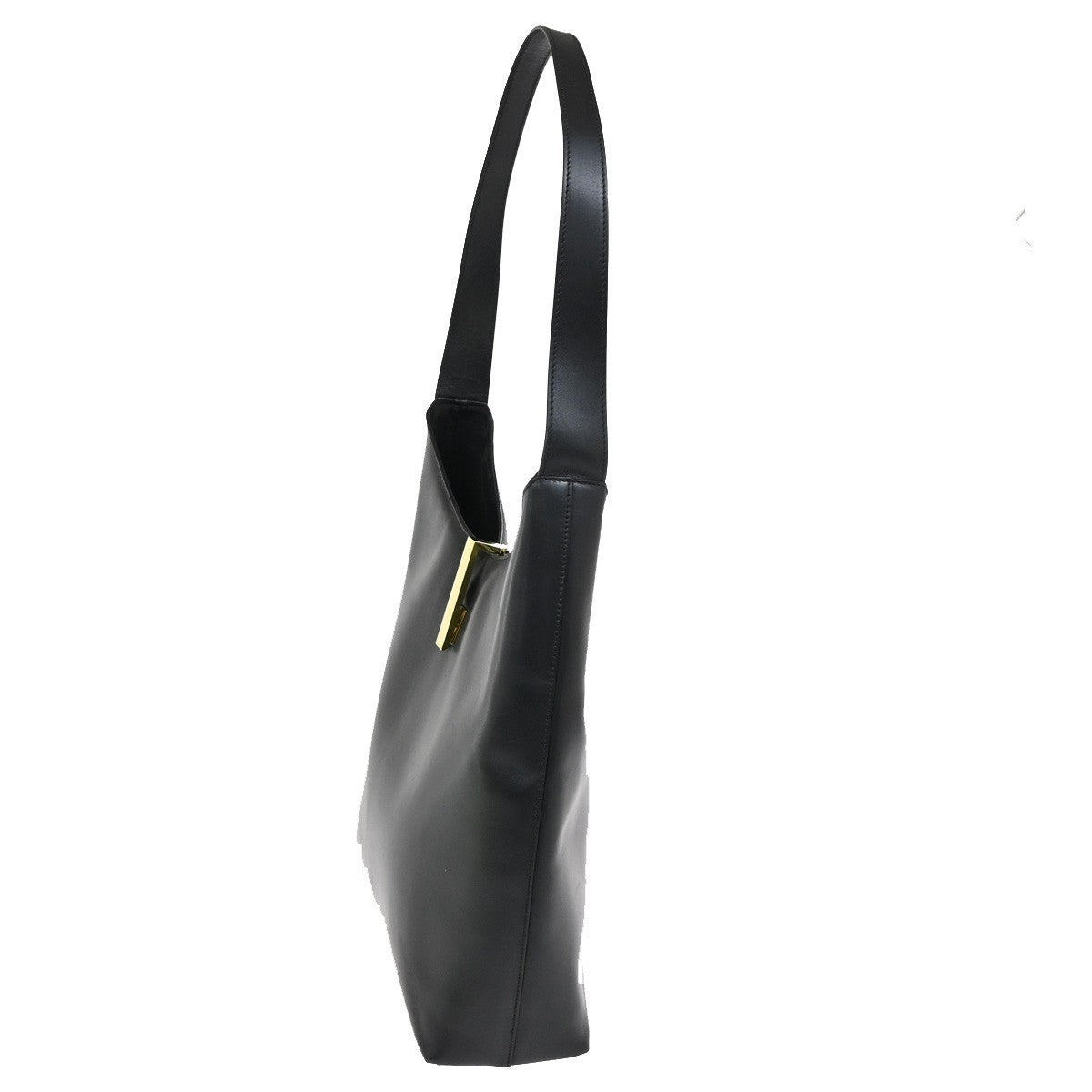 GUCCI Logo Shoulder Hobo Bag Leather Black GHW Italy 60YH905