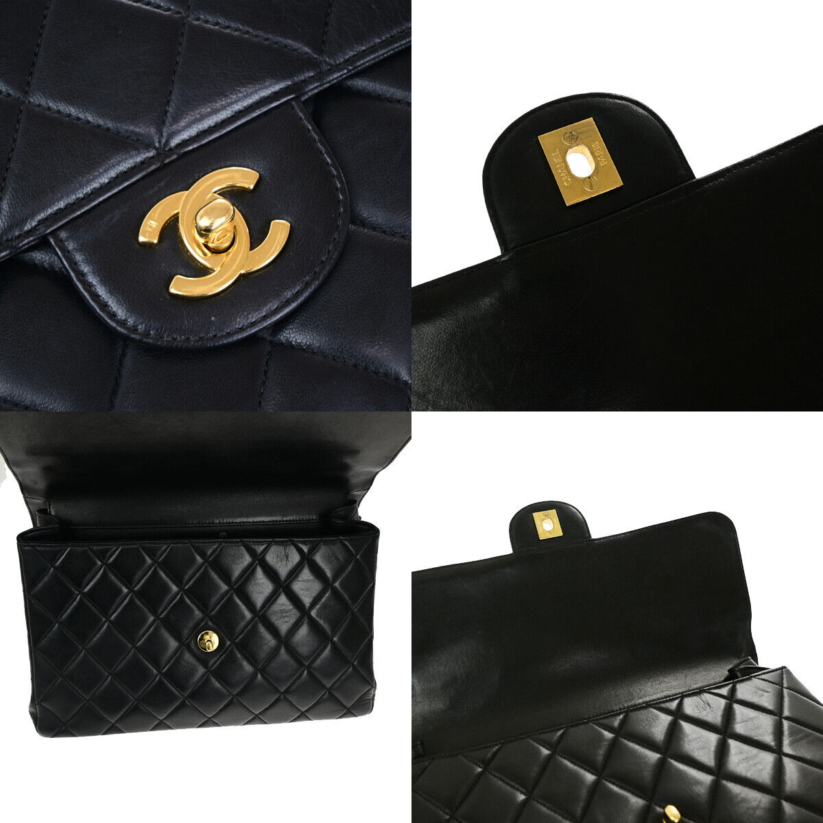 CHANEL CC Matelasse 30 Both Flap Chain Shoulder Bag Leather Black GHW 823RJ921