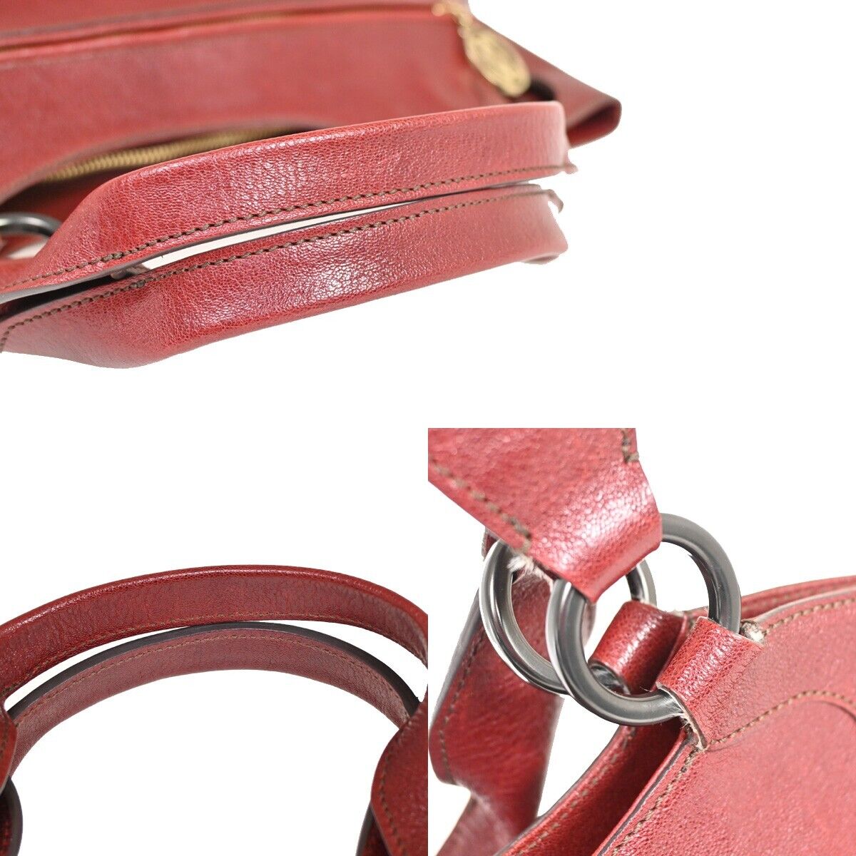 CARTIER Logo Marcello de Cartier Shoulder Hand Bag Leather Bordeaux 80YD885