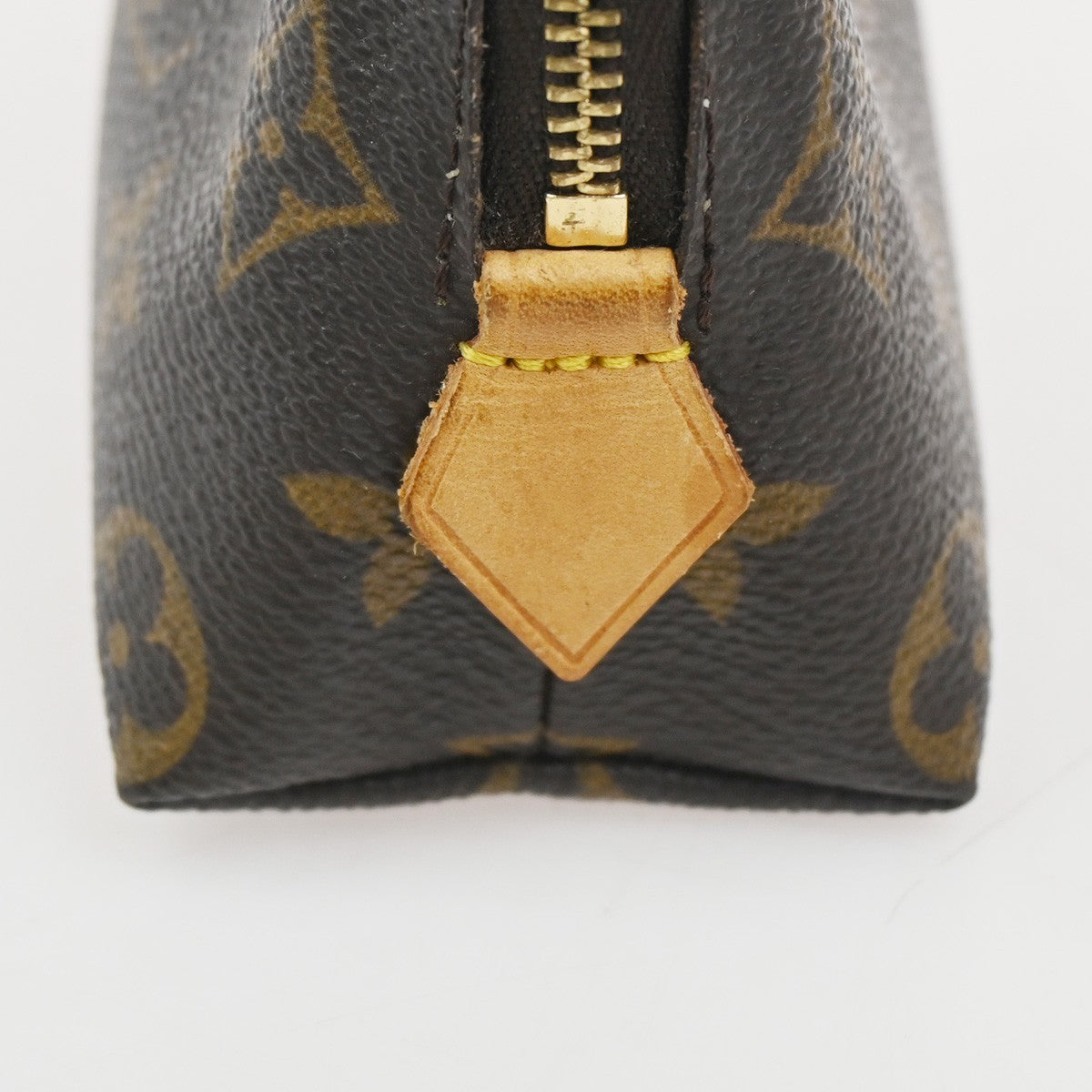 LOUIS VUITTON Logo Pochette Cosmetic Pouch Monogram Leather Brown M47515 67AA199