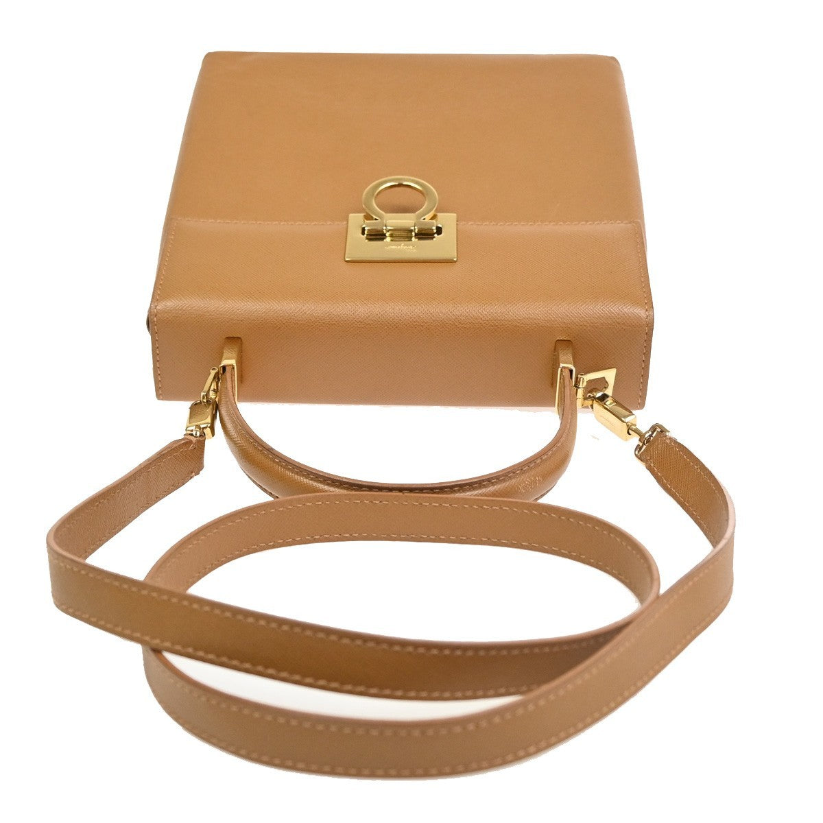 SALVATORE FERRAGAMO Gancini 2Way Shoulder Hand Bag Leather Brown GHW 83RL905
