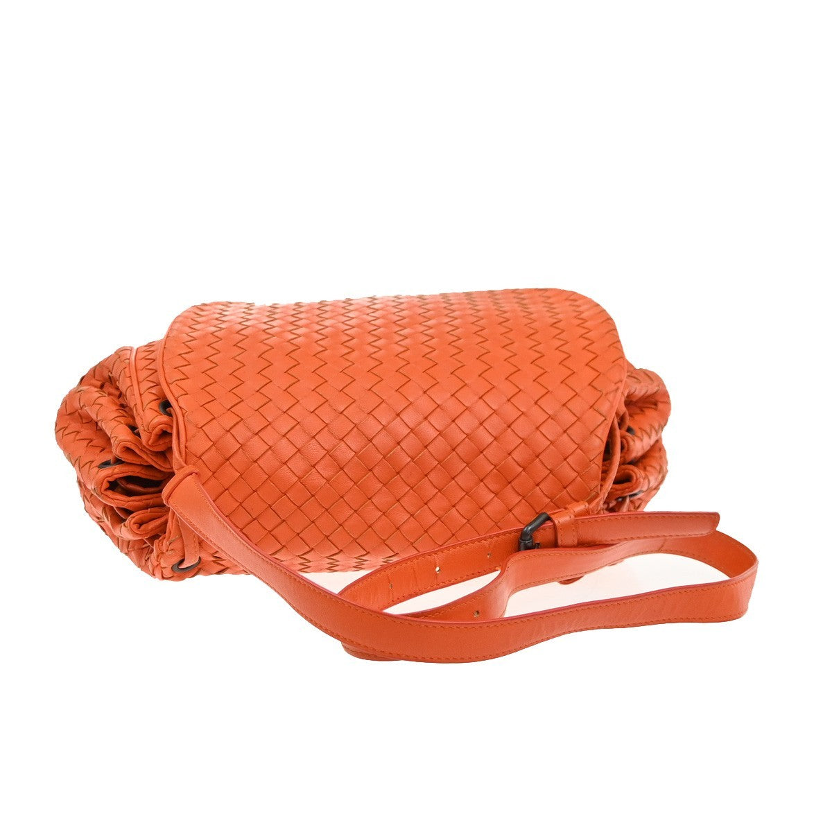 BOTTEGA VENETA Logo Intrecciato Shoulder Hand Bag Leather Orange Italy 95MA530