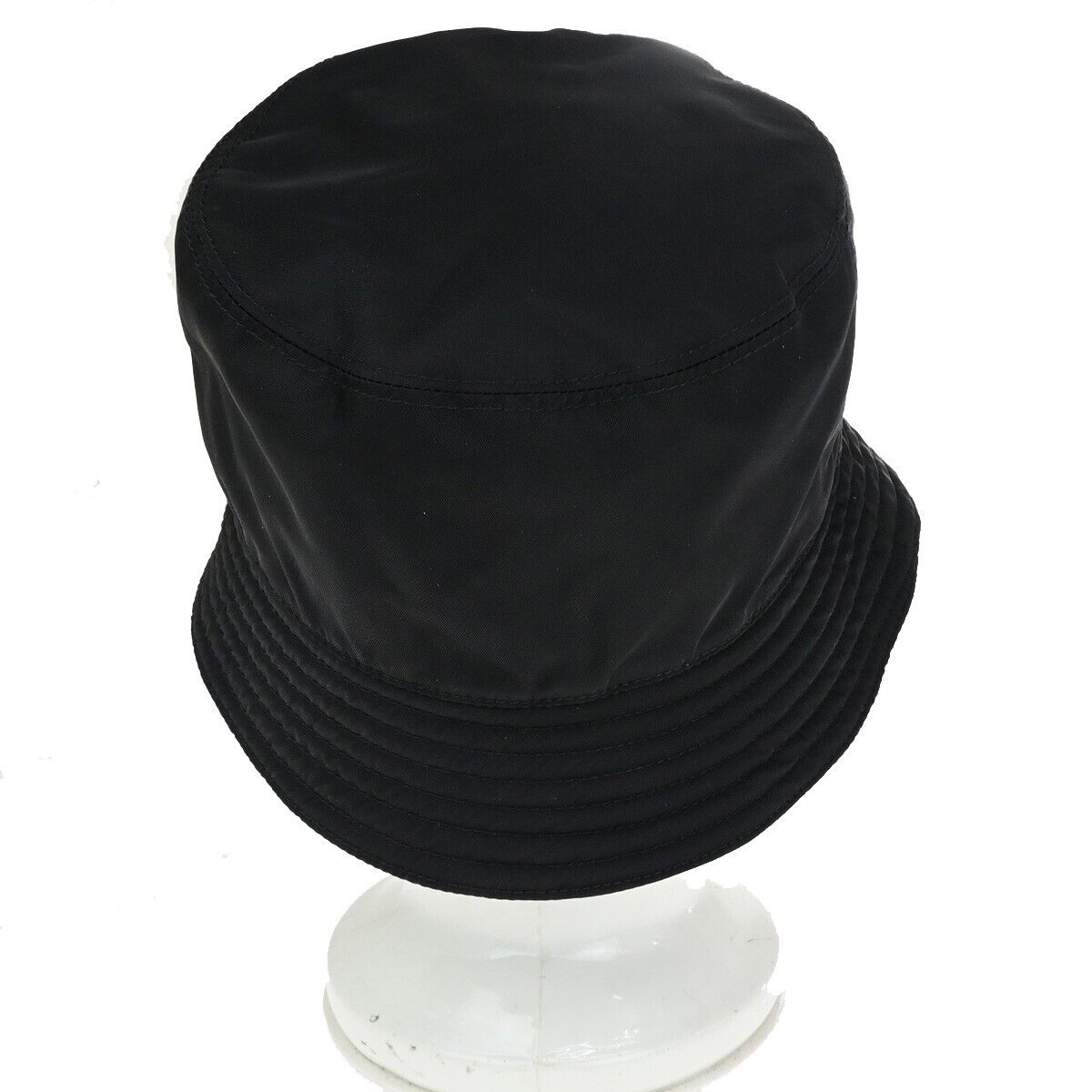 PRADA Logo Tessuto Bucket Hat Side M 100% Nylon Black Italy 80RK564