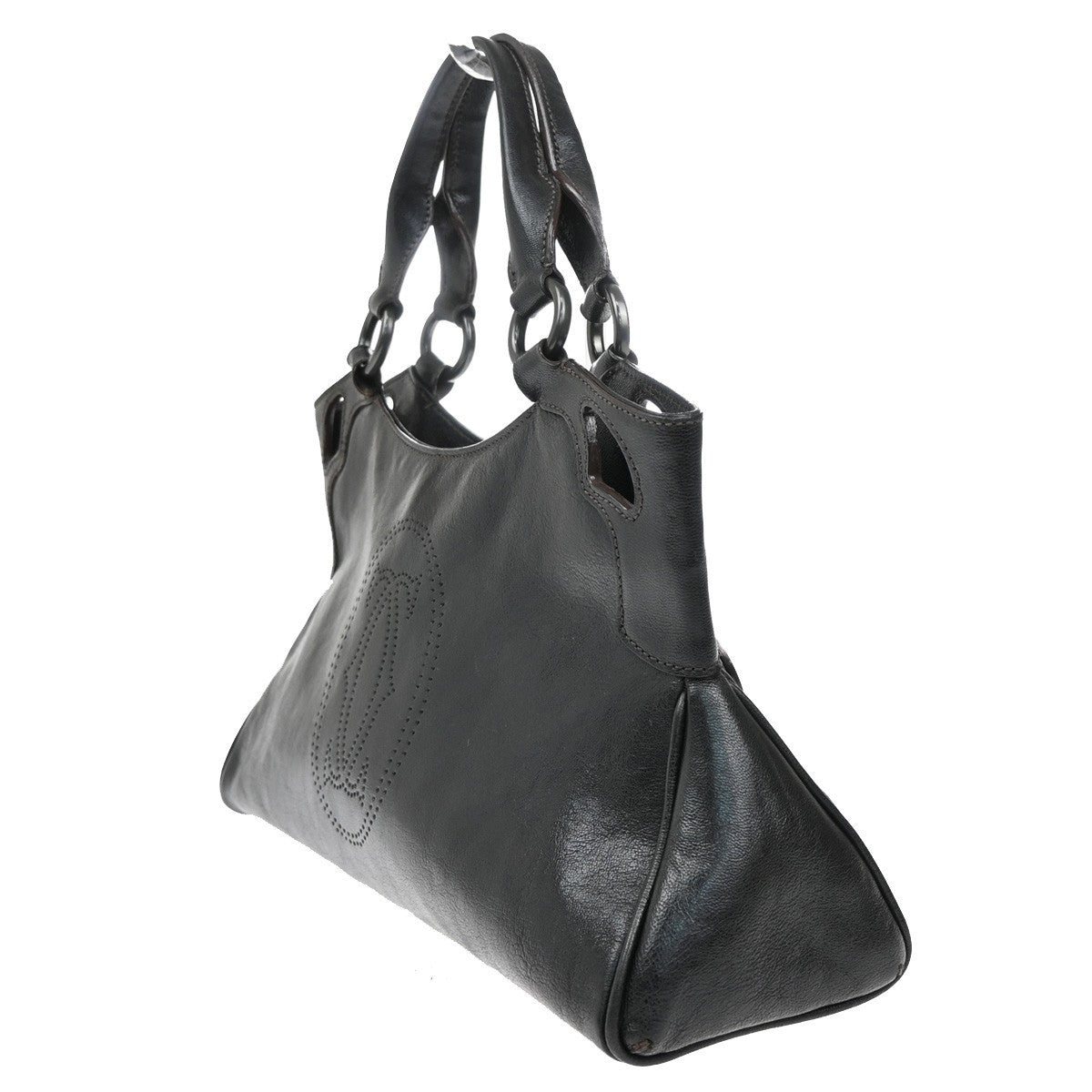 CARTIER Logo Marcello Shoulder Hand Bag Leather Black France 31EF831